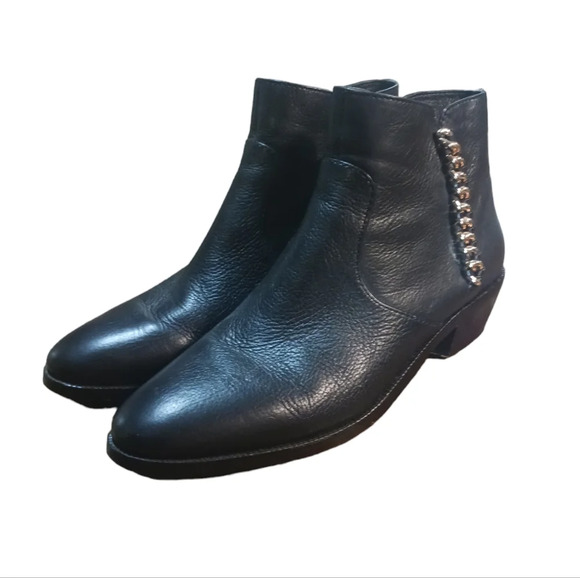 Coach Black Leather Booties Ankle Boots w Gold Chain Detail size 9 - Picture 13 of 13